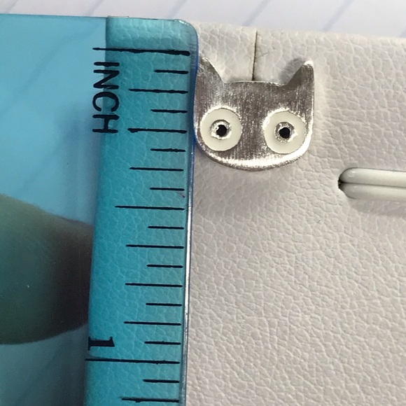 Sterling Silver Cat Stud Earrings - Picture 3 of 3